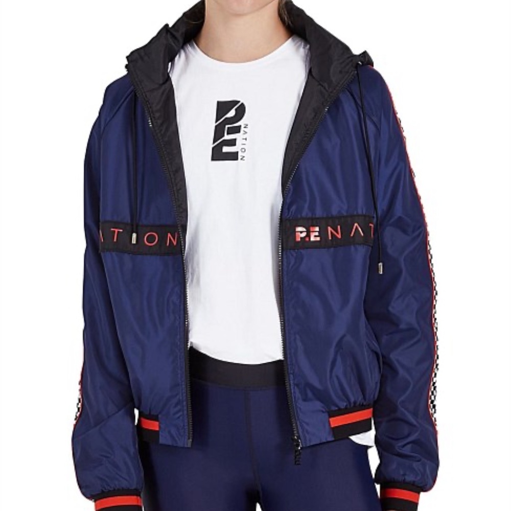 P.E. NATION Windbreaker Blue Jacket (Small)